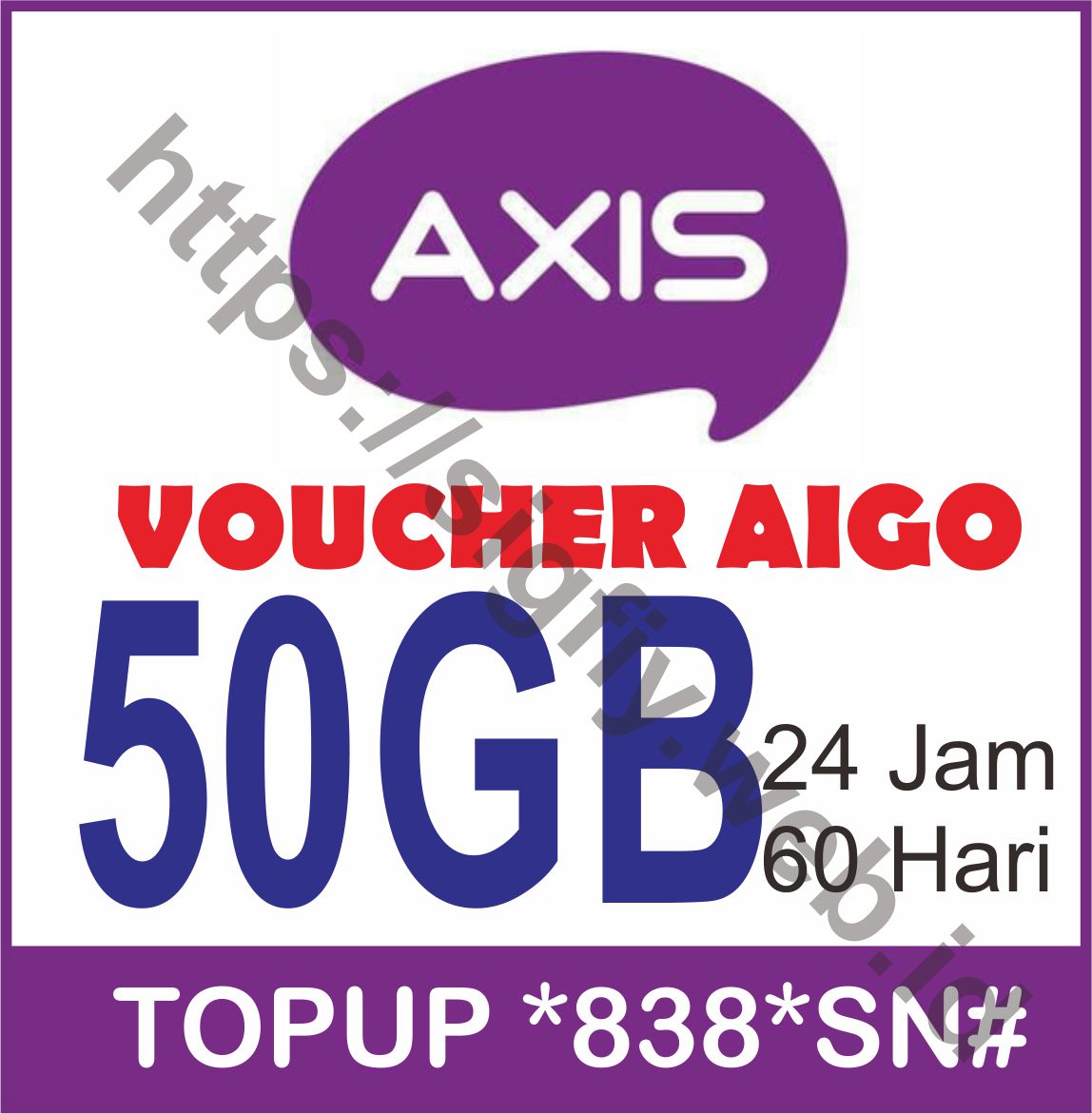 Paket Internet Axis Voucher Aigo Topup *838*SN# - 50GB 24Jam 60Hari Paket Internet Axis Voucher Aigo Topup *838*SN# - 50GB 24Jam 60Hari